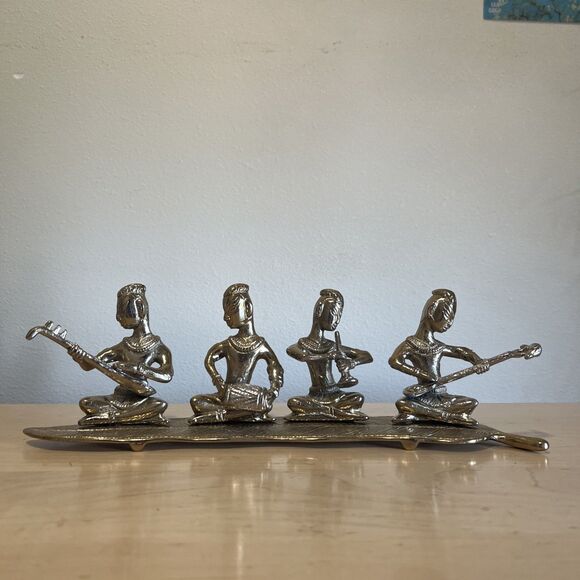 Source Unknown Other - Brass Musicians Instruments Figurine Statue Decor